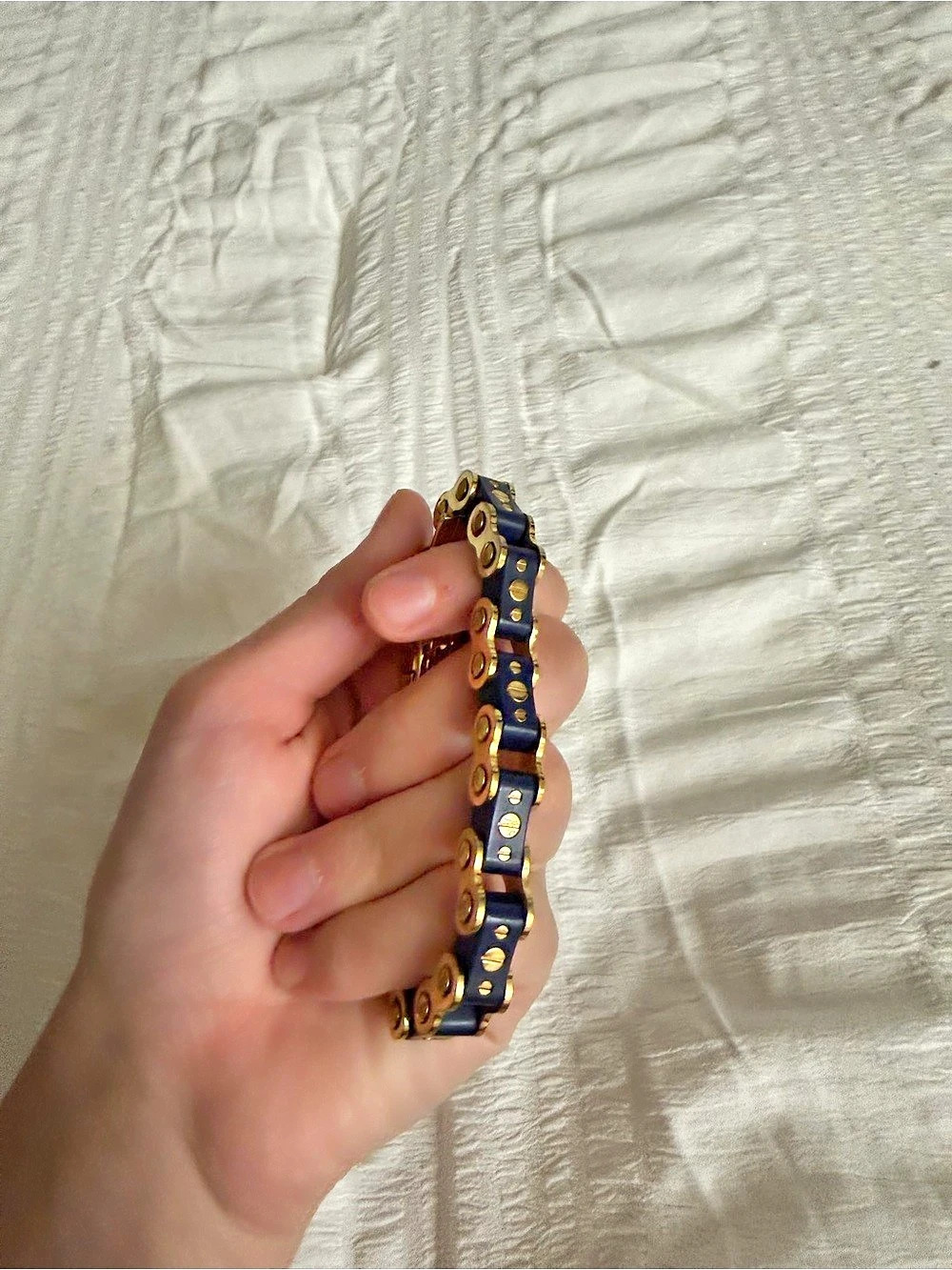 IceLink Bicycle Chain Bracelet Blue & Gold